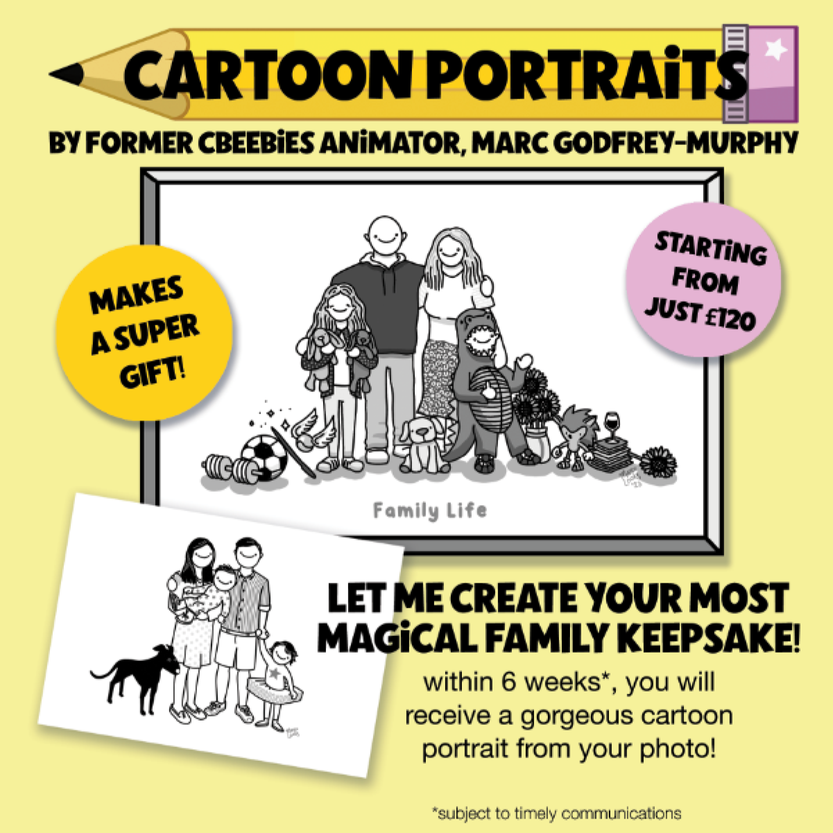 Cartoon portrait of your family by cbeebies animator marc godfrey murphy