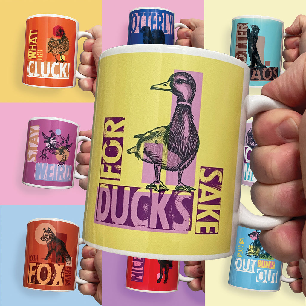 For Ducks Sake | Bright and Quirky Animal Puns Ceramic Mug