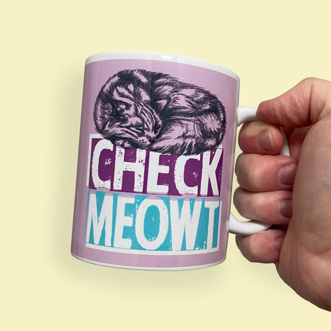 Check Meowt | Bright and Quirky Animal Puns Ceramic Mug