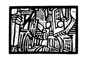 The Shambles (black and white), York, Linocut Digital Print