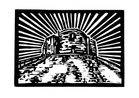 Clifford's Tower, York, Linocut Print (Black and White)