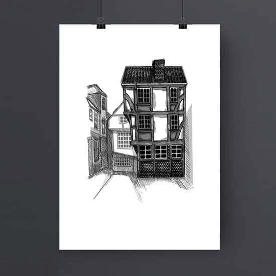 The Little Shambles, Hand Illustrated Print