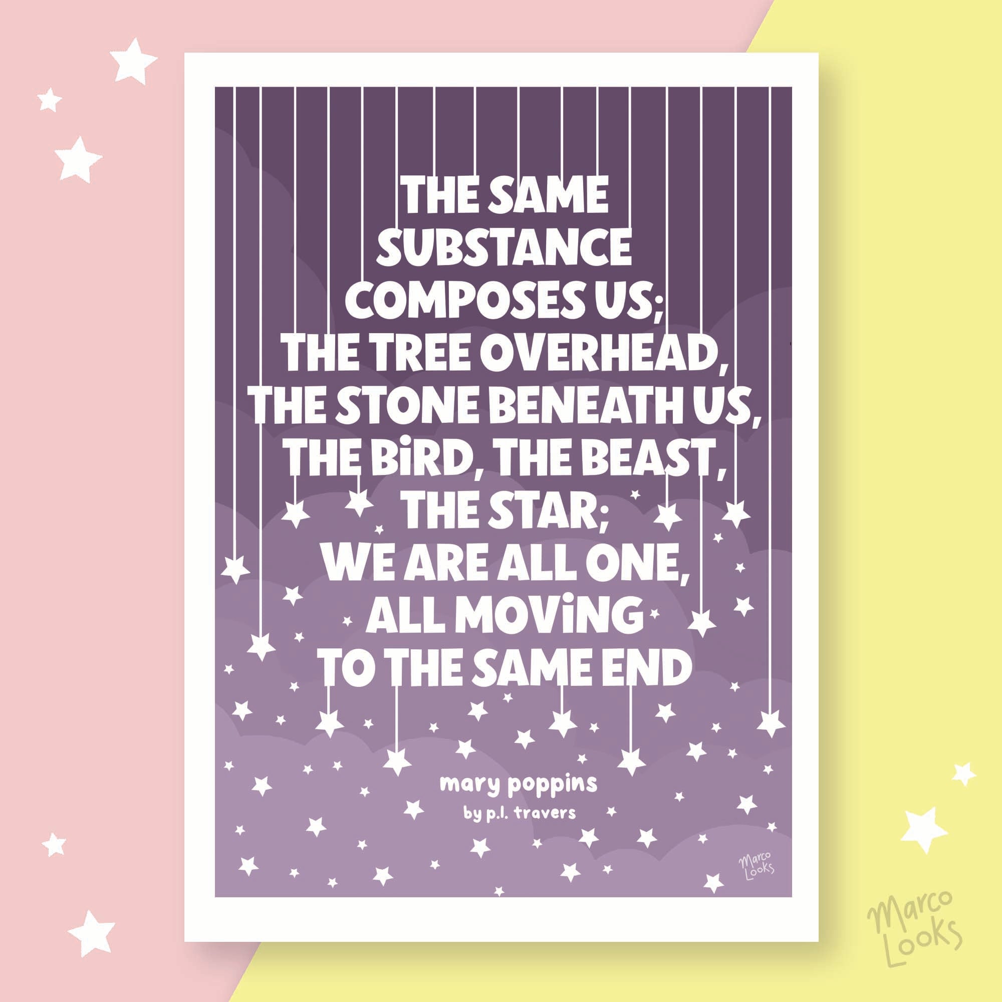 Mary Poppins Quote Art Print, A4, Purple