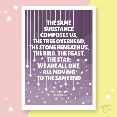 Mary Poppins Quote Art Print, A4, Purple