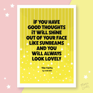The Twits Quote Art Print, A4, Yellow