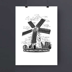 Holgate Windmill, Hand Illustrated Print